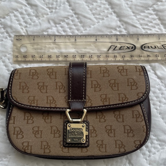 Dooney & Bourke Tan and Dark Brown Signature Wristlet - Picture 3 of 7